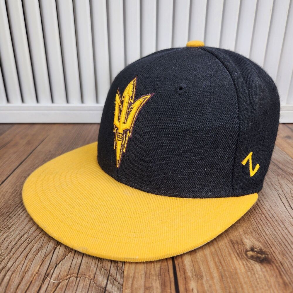 Arizona State Sun Devils Zephyr Sz 7 Ball Cap Black Yellow Trident Pitchfork ASU